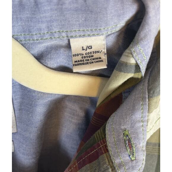 Tommy Bahama Island Modern Fit Button Shirt Poplin Cotton Green Pink Plaid Large - Picture 8 of 8